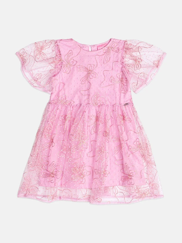 Vestido Tule Laco Girly Rosa Momi