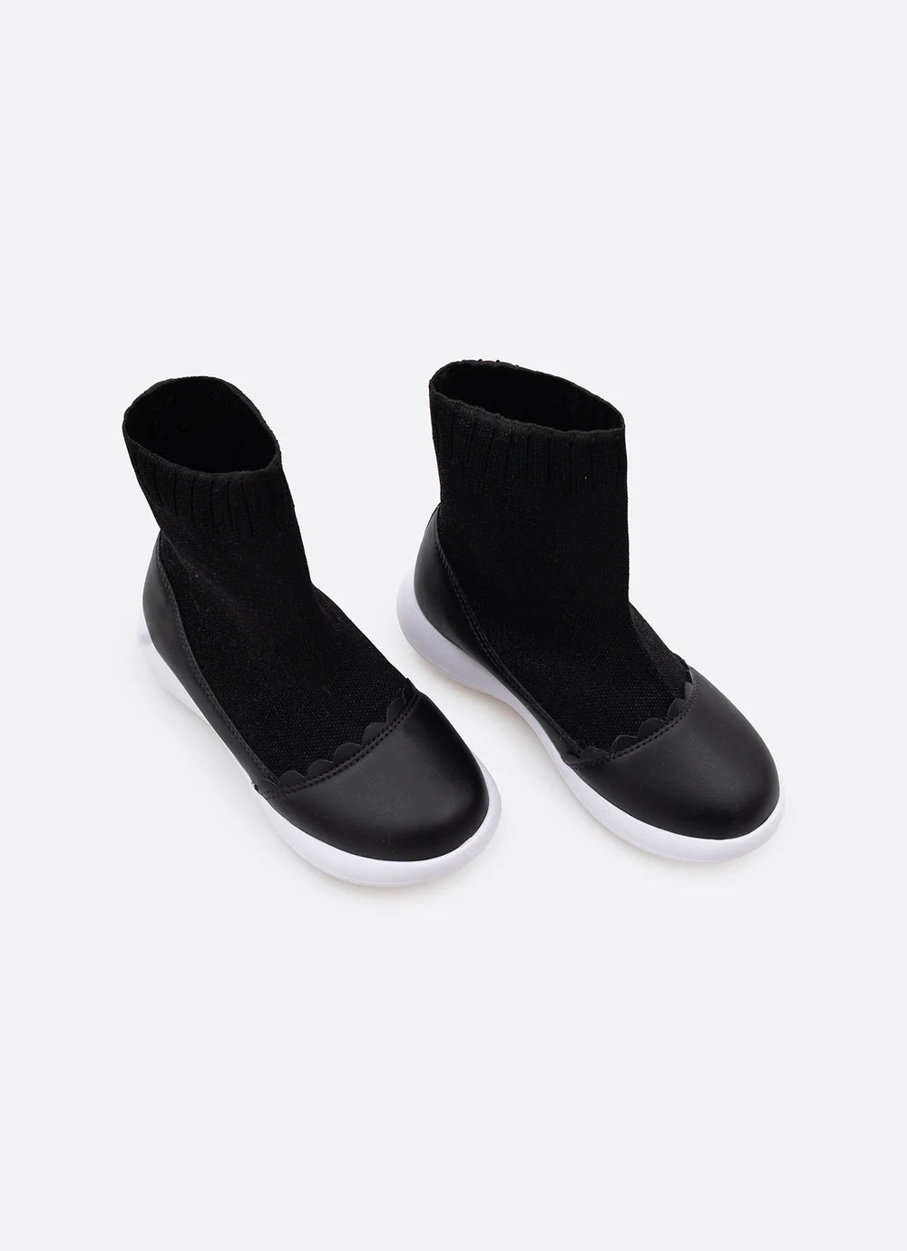 Bota Knit Biqueira Couro Preto Pituchinhus
