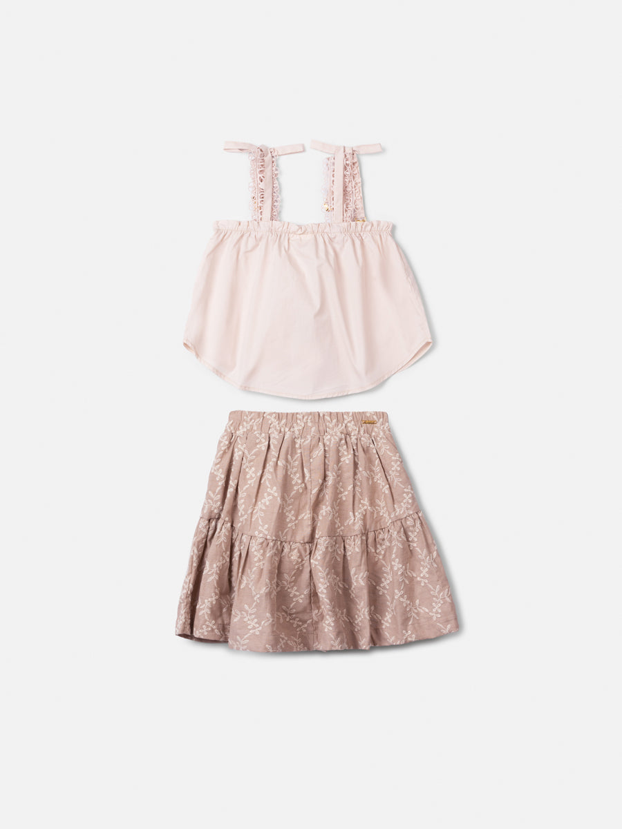 Conjunto Blusa e Saia Laços Gelo Anime