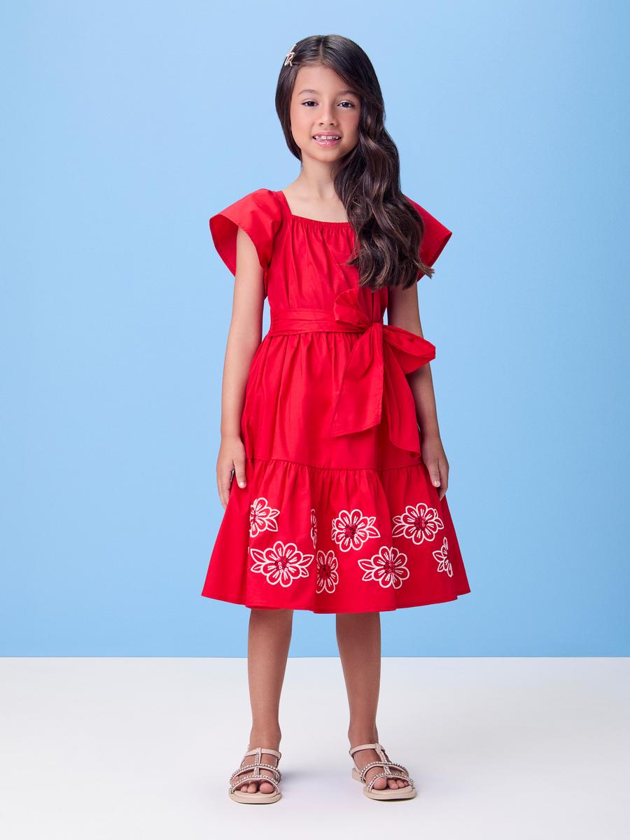 Vestido Bordado Paete Vermelho Momi