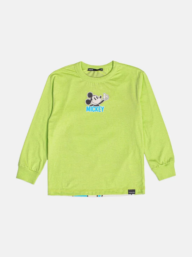 T-Shirt Manga Longa Com Estampa Verde Mickey Youccie