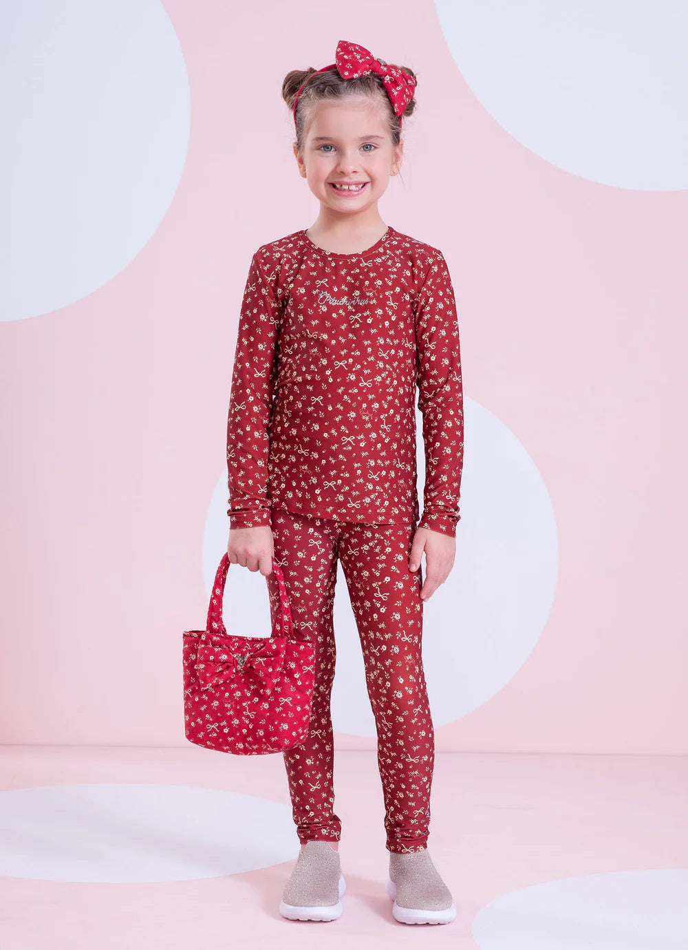 Legging Light Estampado Pituchinhus Mini Flores E Lacos Pituchinhus
