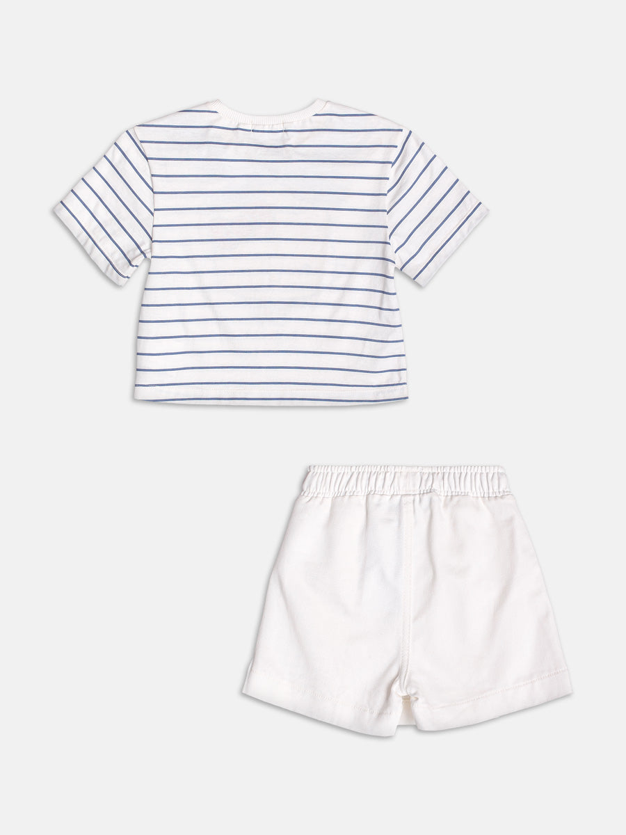 Conjunto Blusa e Shorts Hello Kitty Listras Momi