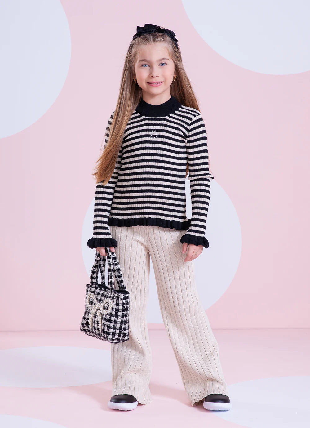 Calça Tricot Reta Maxi Canelado Ninive Pituchinhus