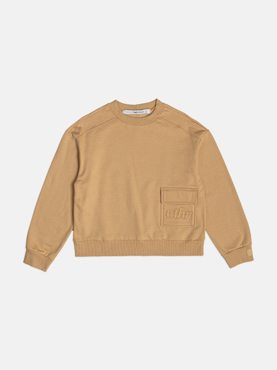 Casaco Moletom Com Bolso Bege Khaki I Am