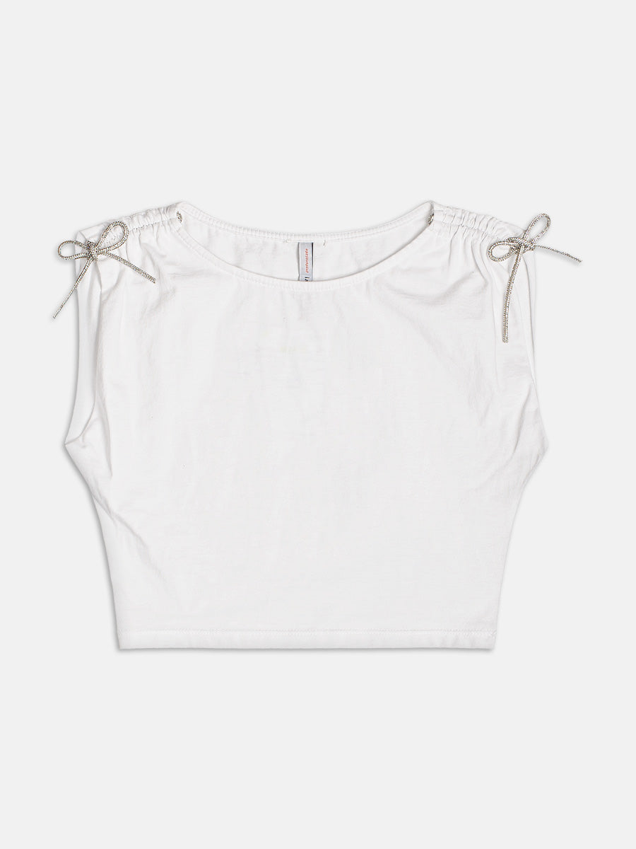 Blusa com Cordão Brilho Off White I Am