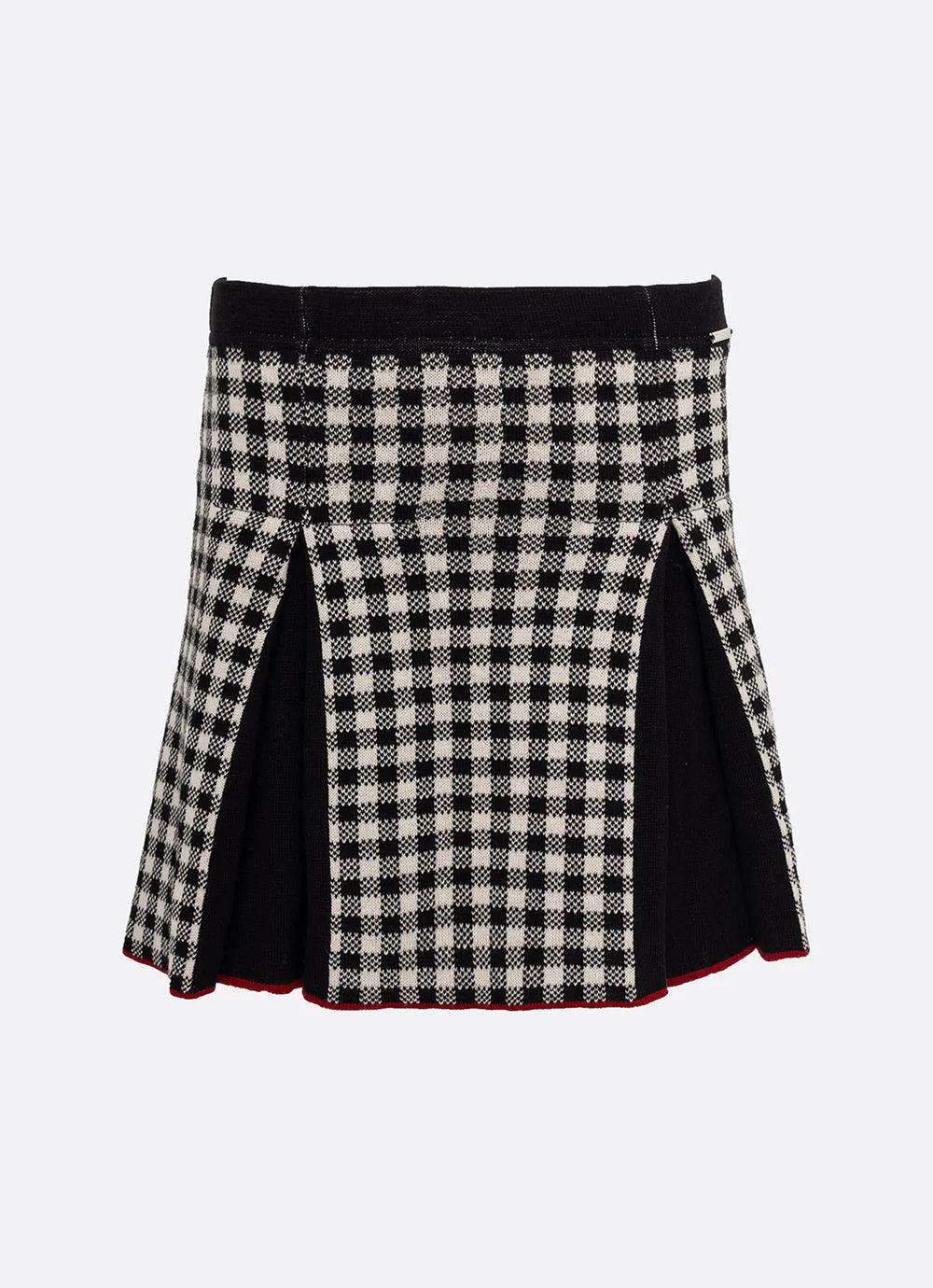 Saia Short Tricot Xadrez Pregas Preto Pituchinhus