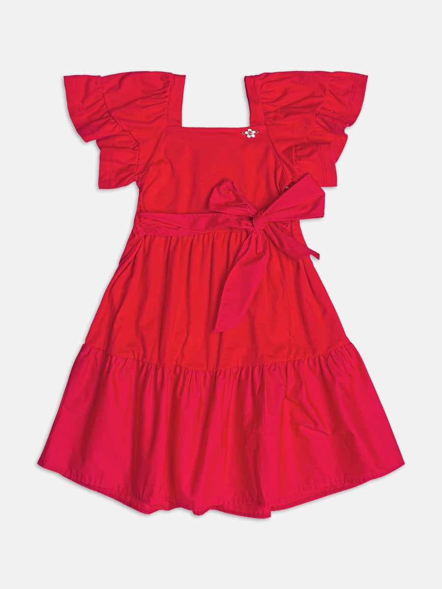 Vestido Vermelho Preppy com Laço Momi
