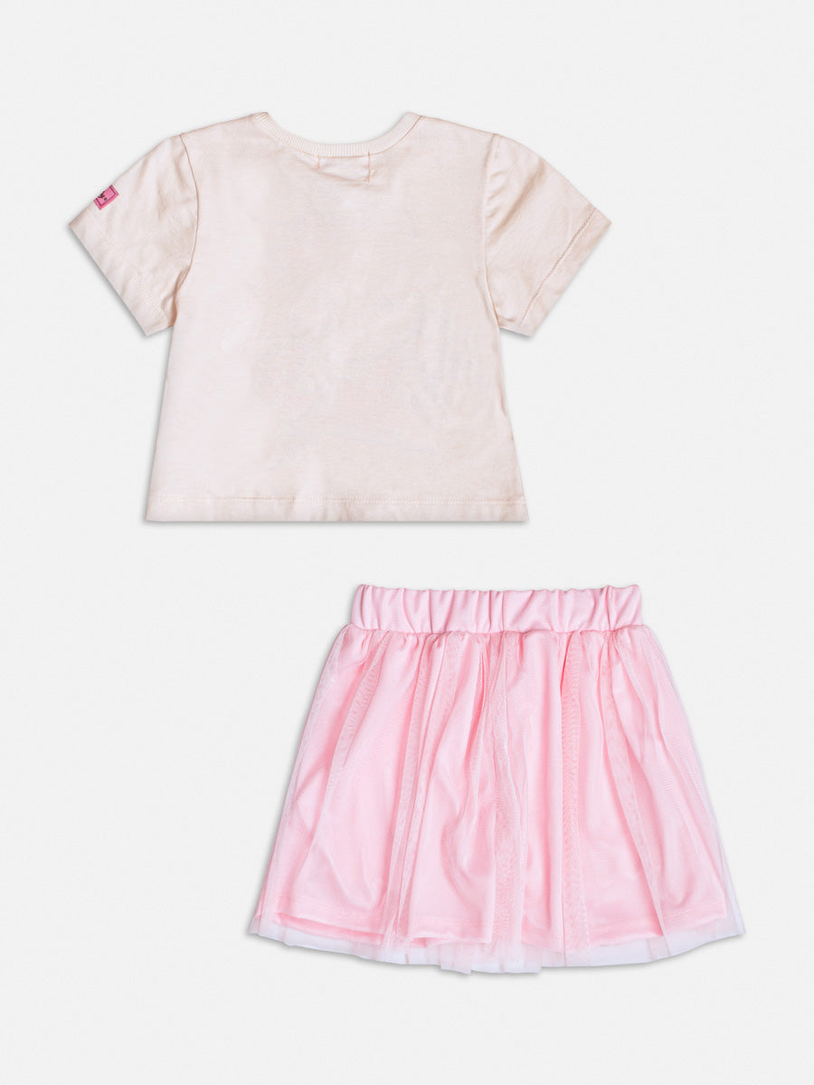 Conjunto Blusa Saia Bege Hello Kitty - BambolePetit
