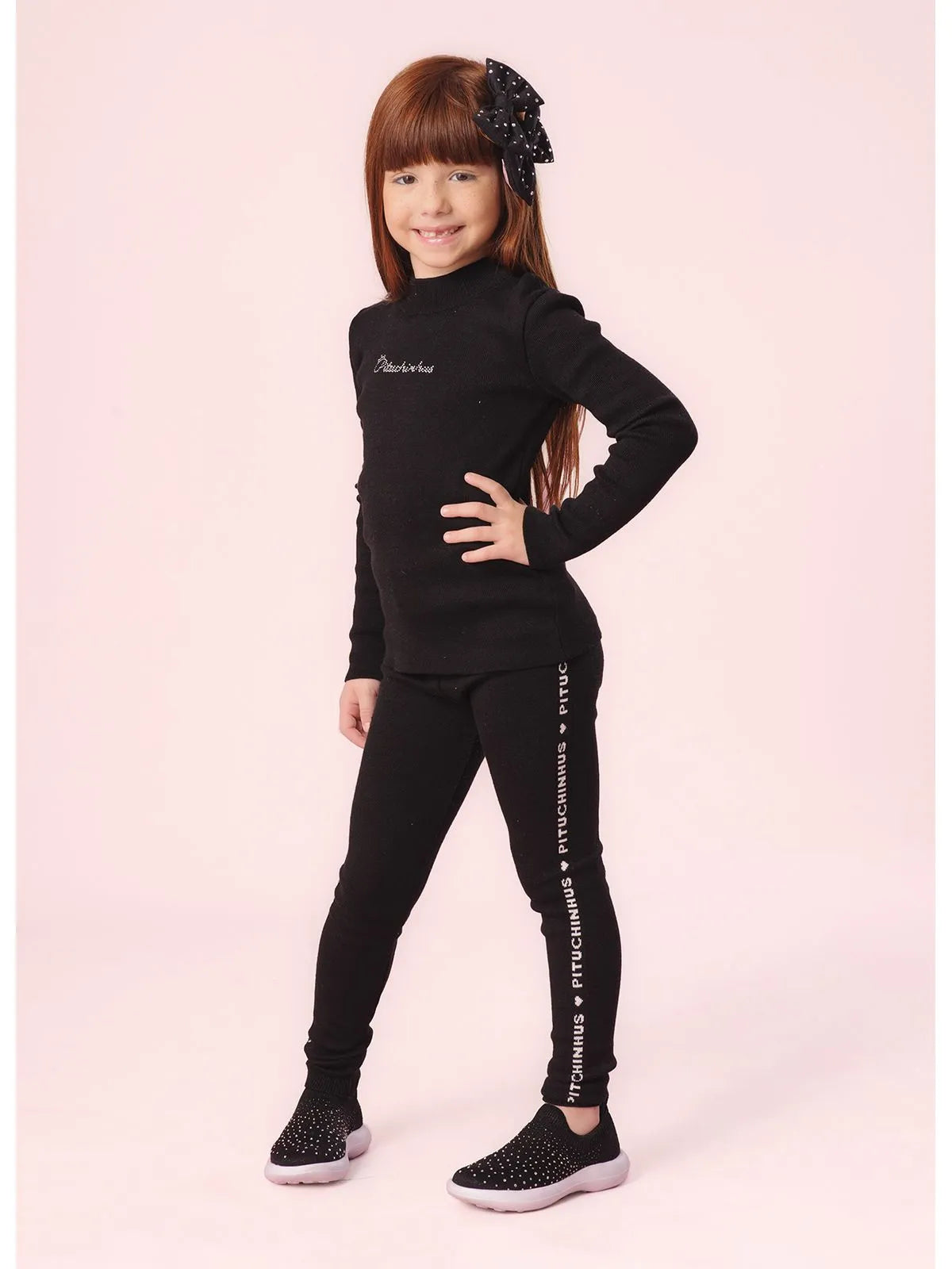 Calça Legging Tricot Pituchinhus Preto - BambolePetit