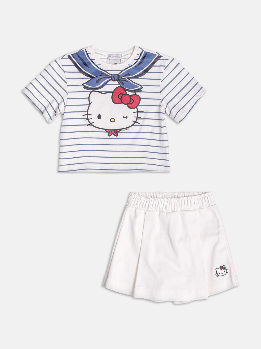 Conjunto Blusa e Shorts Hello Kitty Listras Momi