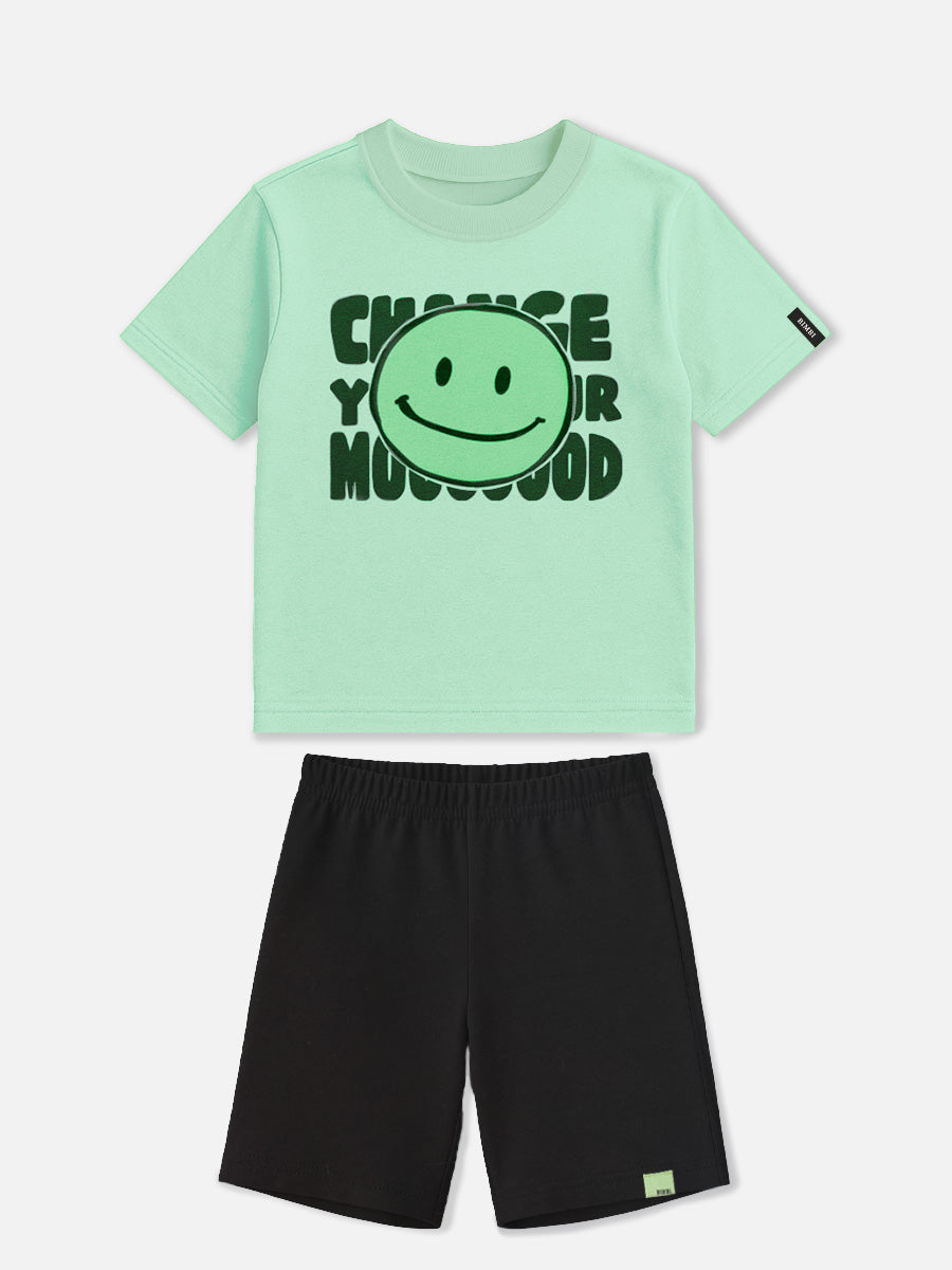 Conjunto T-Shirt e Bermuda Smile Verde Bimbi