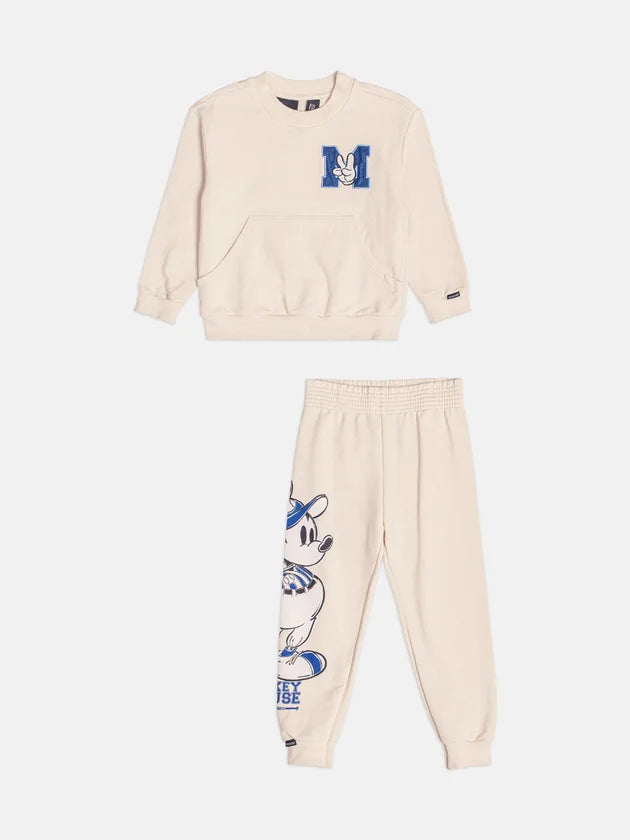 Conjunto Casaco Calça Mickey Bege Vanilla Youccie