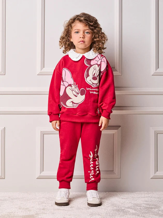 Conjunto Casaco Calca Minnie Vermelho Berry Animê