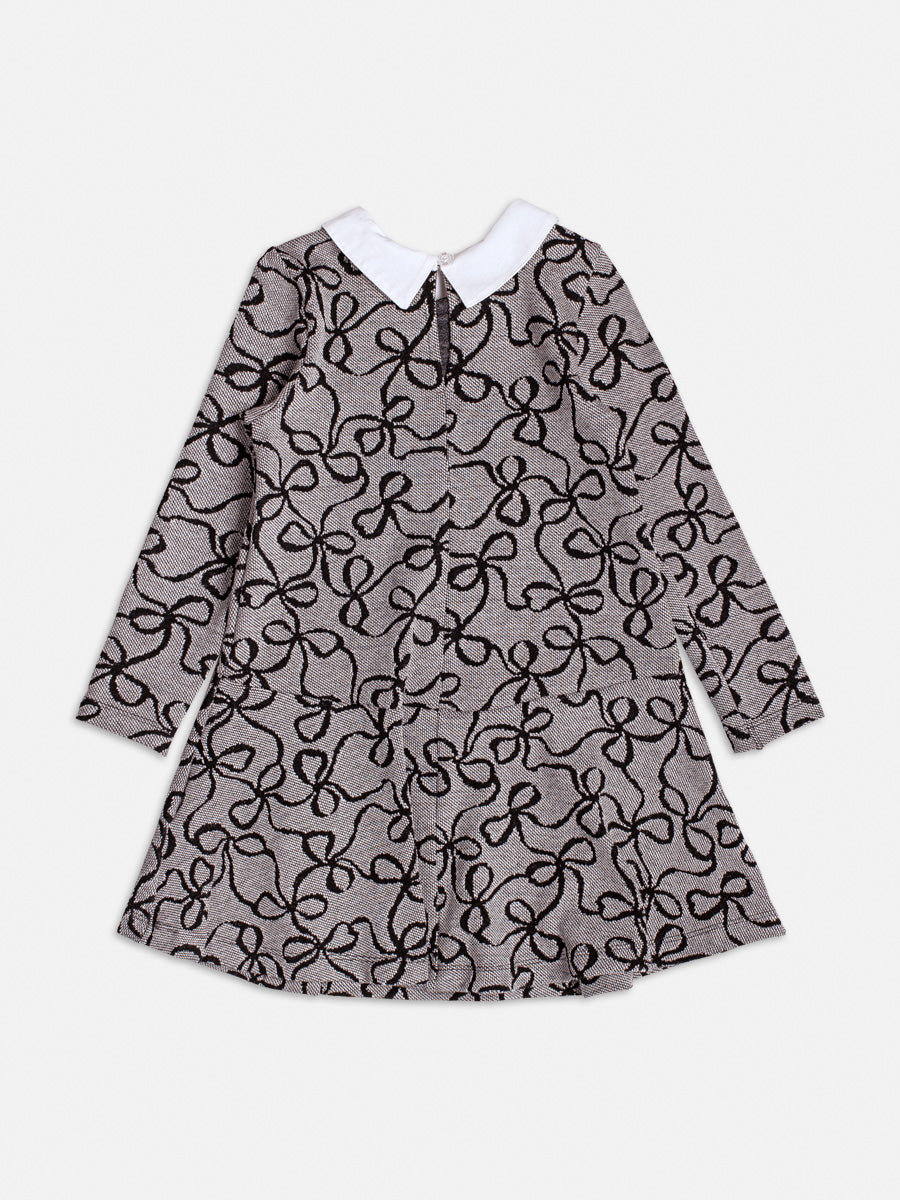 Vestido Manga Longa Jacquard Lacos Mini - BambolePetit