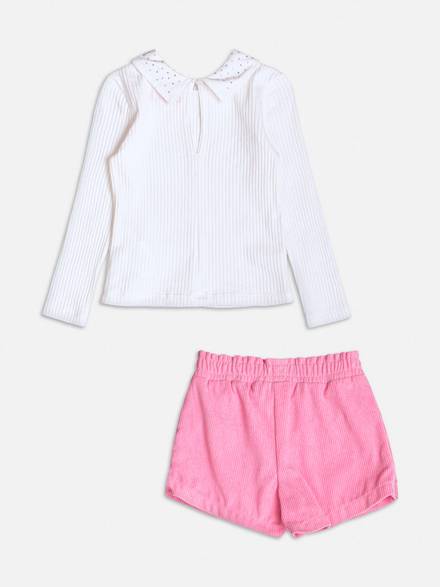 Conjunto Manga Longa Blusa Shorts Off White - BambolePetit