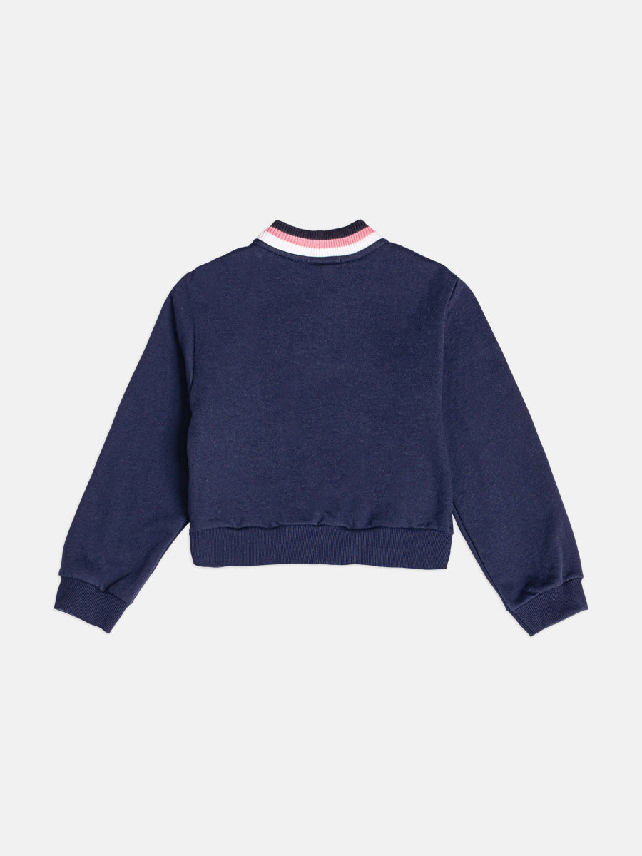 Jaqueta Com Gola Tricot Azul Marinho Momi