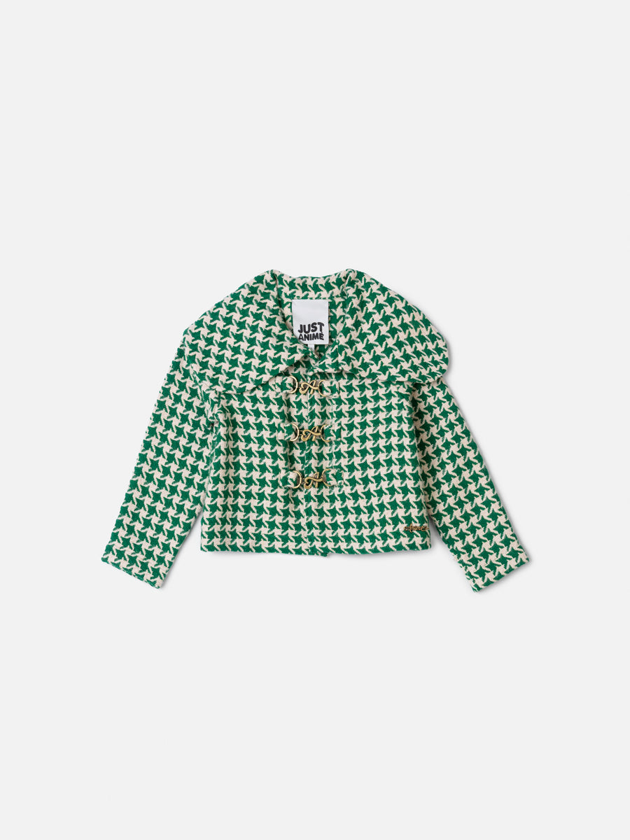 Casaco Tweed Xadrez Verde/Bege Animê