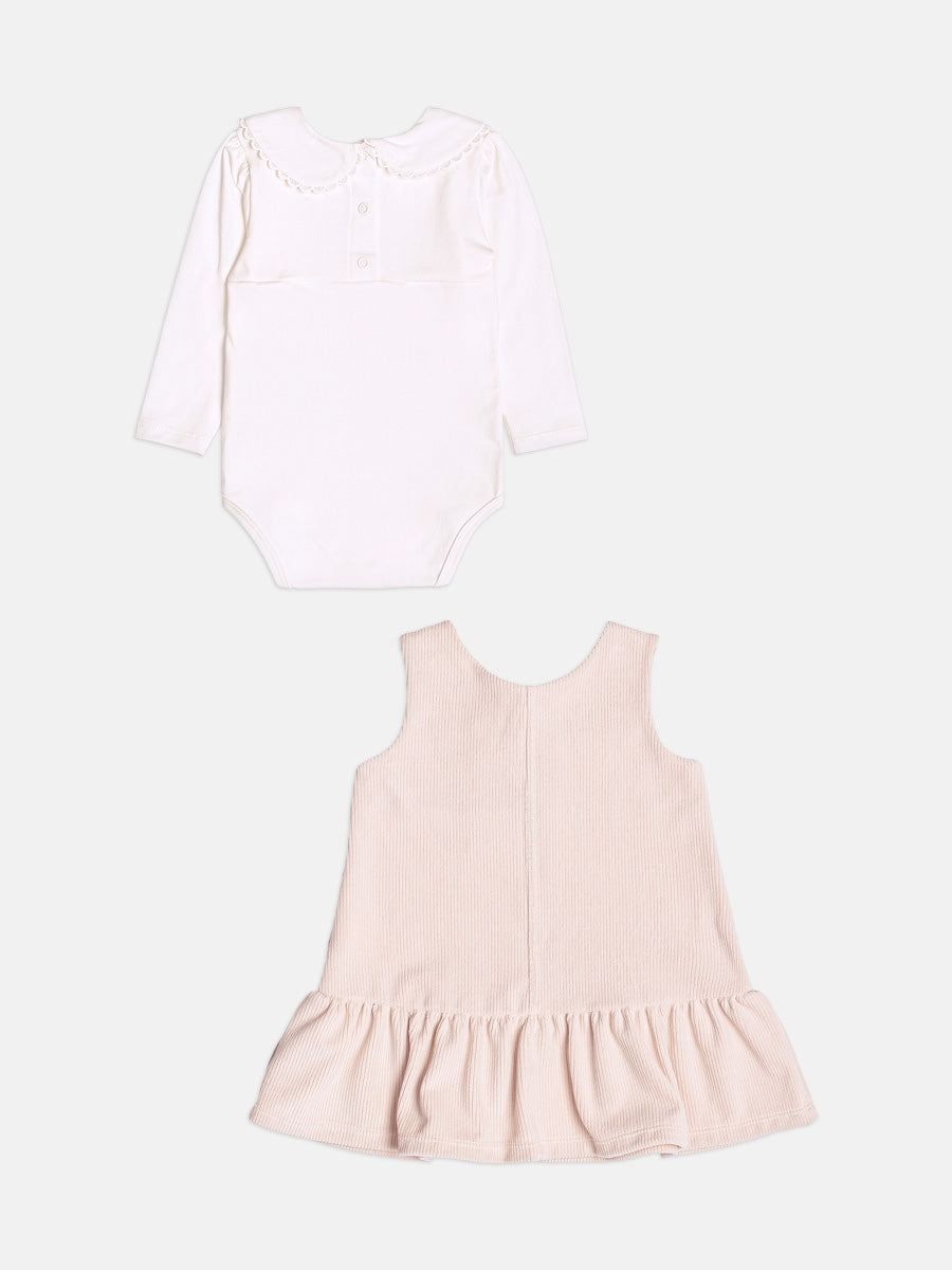 Conjunto Manga Longa Body e Vestido Perola Momi
