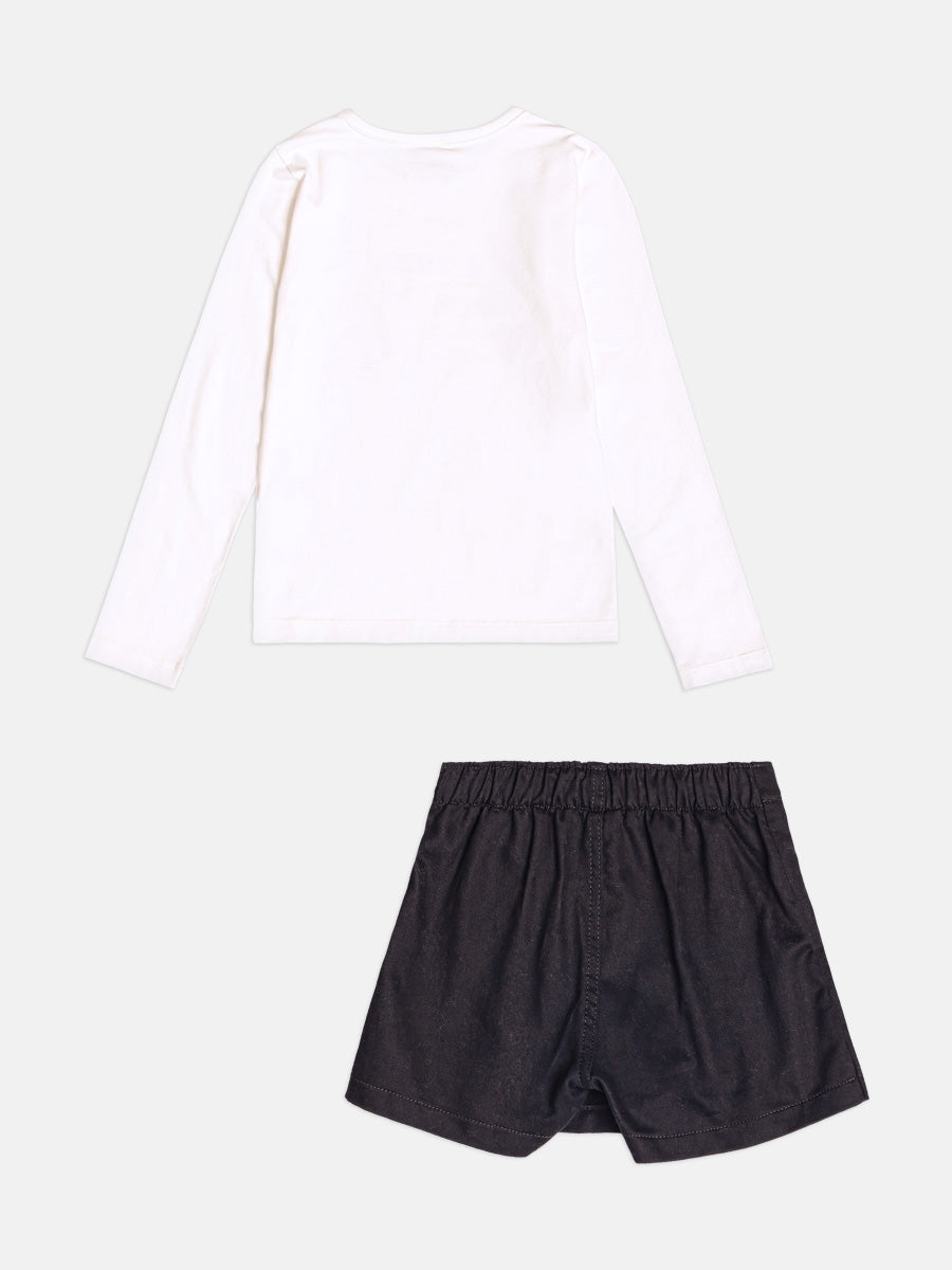 Conjunto Blusa Manga Longa e Shorts Perola Momi