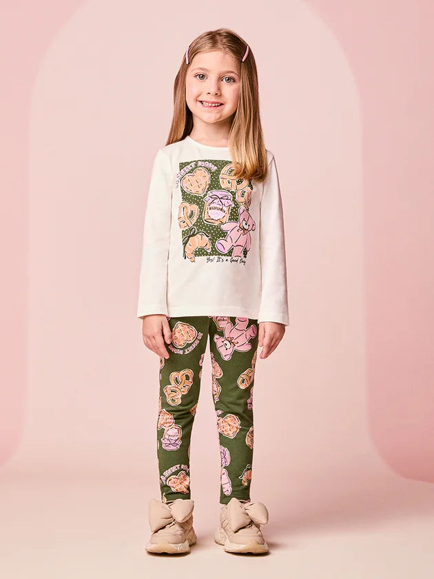 Conjunto Blusa Manga Longa Leggin Perola Momi