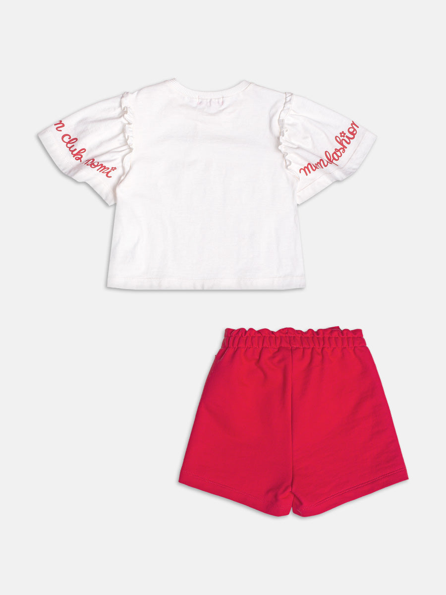 Conjunto Blusa e Shorts Vermelho Laço Momi