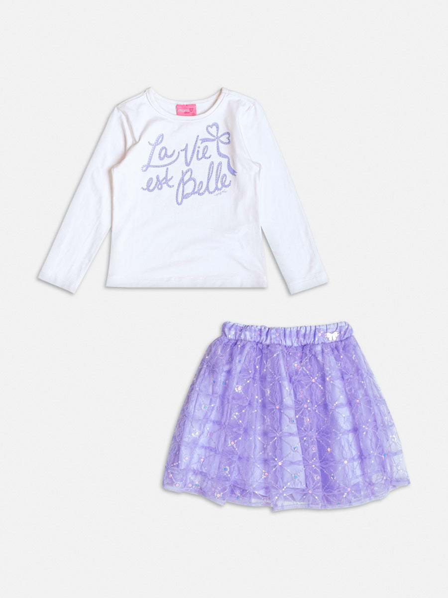 Conjunto Manga Longa Blusa Saia Perola - BambolePetit