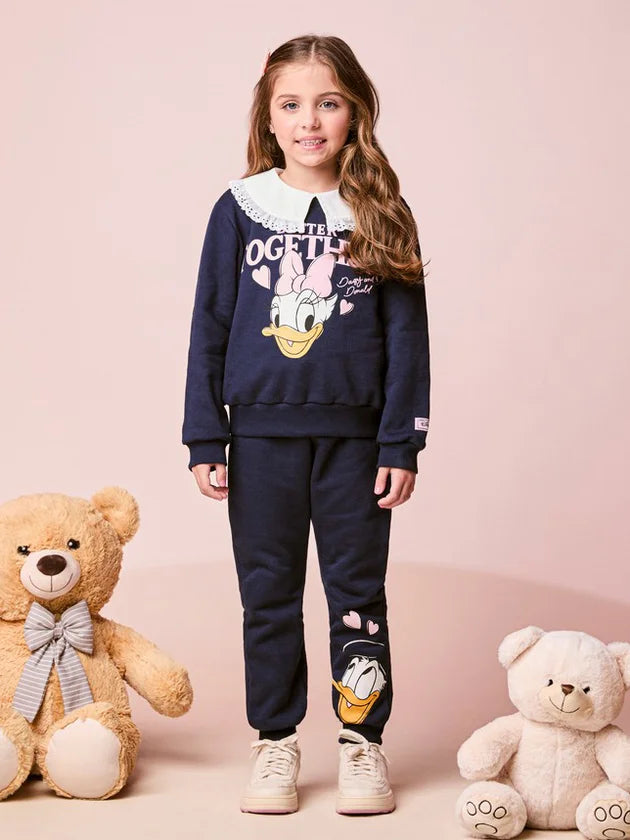 Conjunto Casaco Calca Azul Marinho Daisy Duck Momi