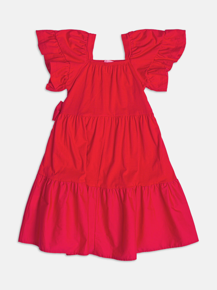 Vestido Vermelho Preppy com Laço Momi