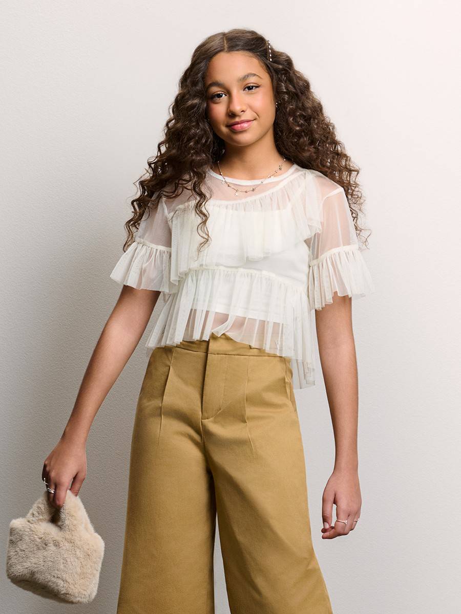 Blusa Tule Babados Off White I Am