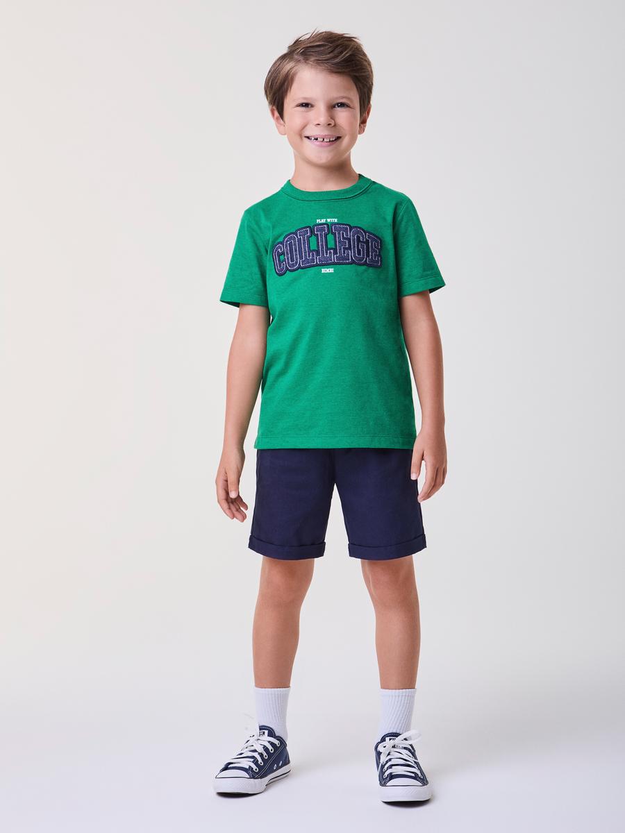 Conjunto T-Shirt e Bermuda College Verde Bimbi
