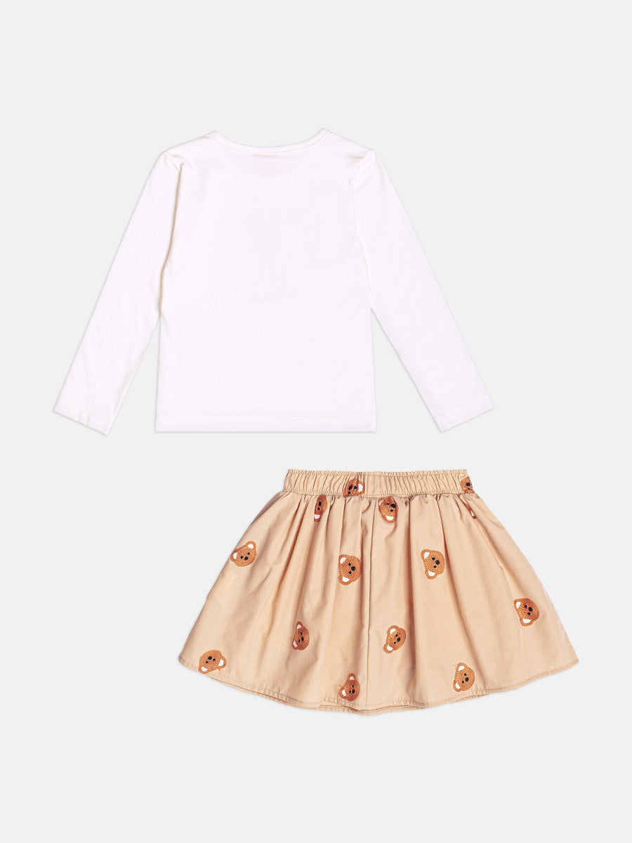 Conjunto Manga Longa Blusa e Saia Perola Momi