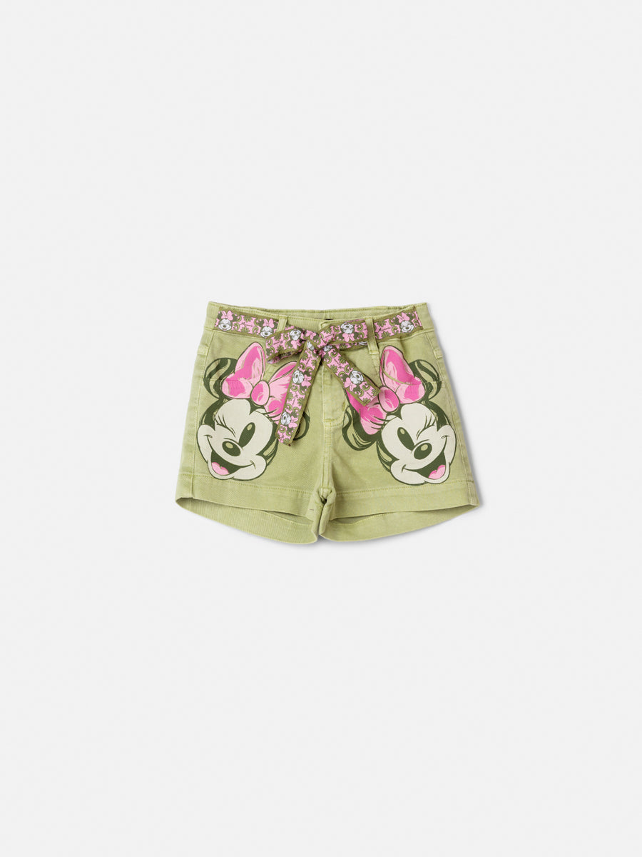 Shorts Sarja Minnie Verde Forest Animê