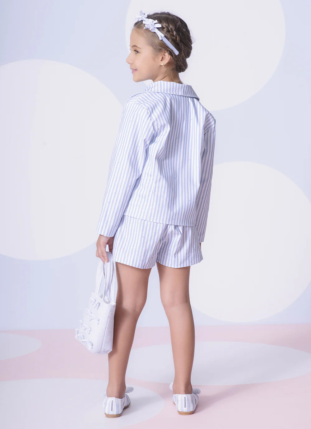 Saia Short Sarja Listrada Pregas Pituchinhus