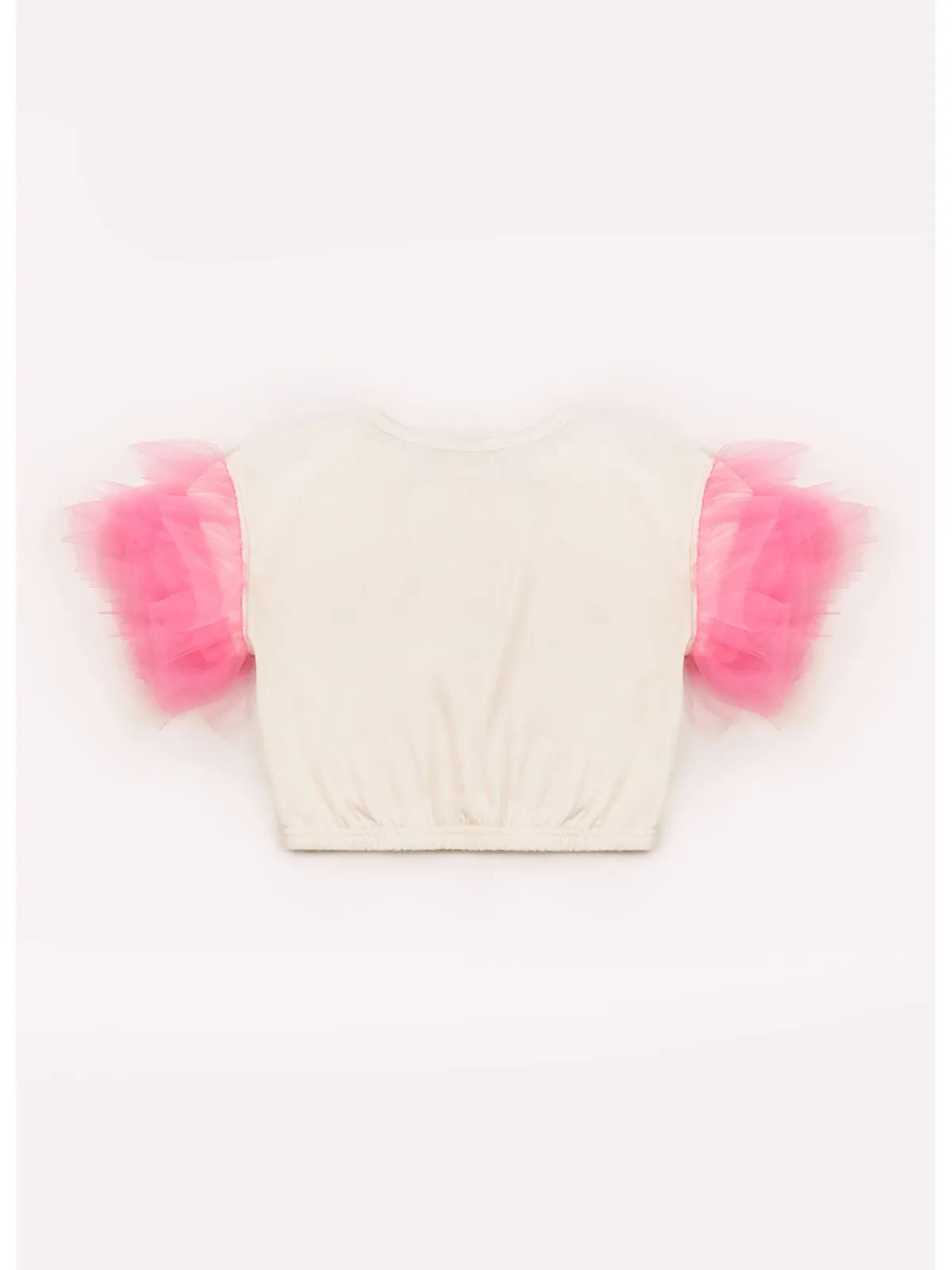 Blusa Cotton Serigrafia Barbie Cachorro Tule Mangas Off White - BambolePetit