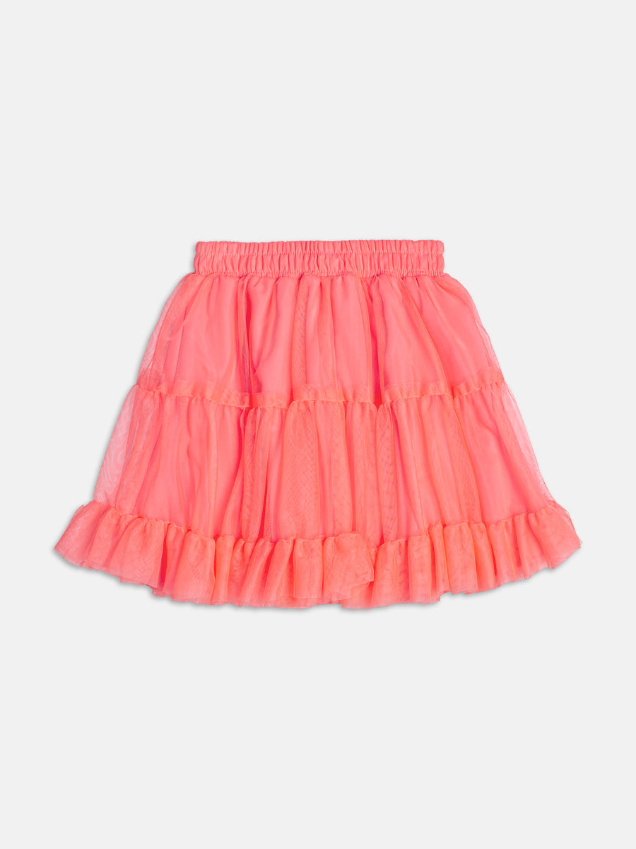 Saia Tule Babadinho Rosa Neon Momi