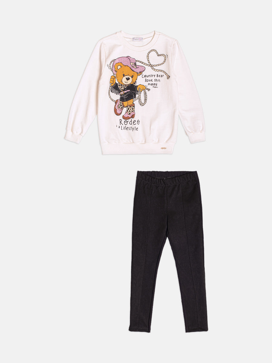 Conjunto Manga Longa Blusa e Legging Perola Momi