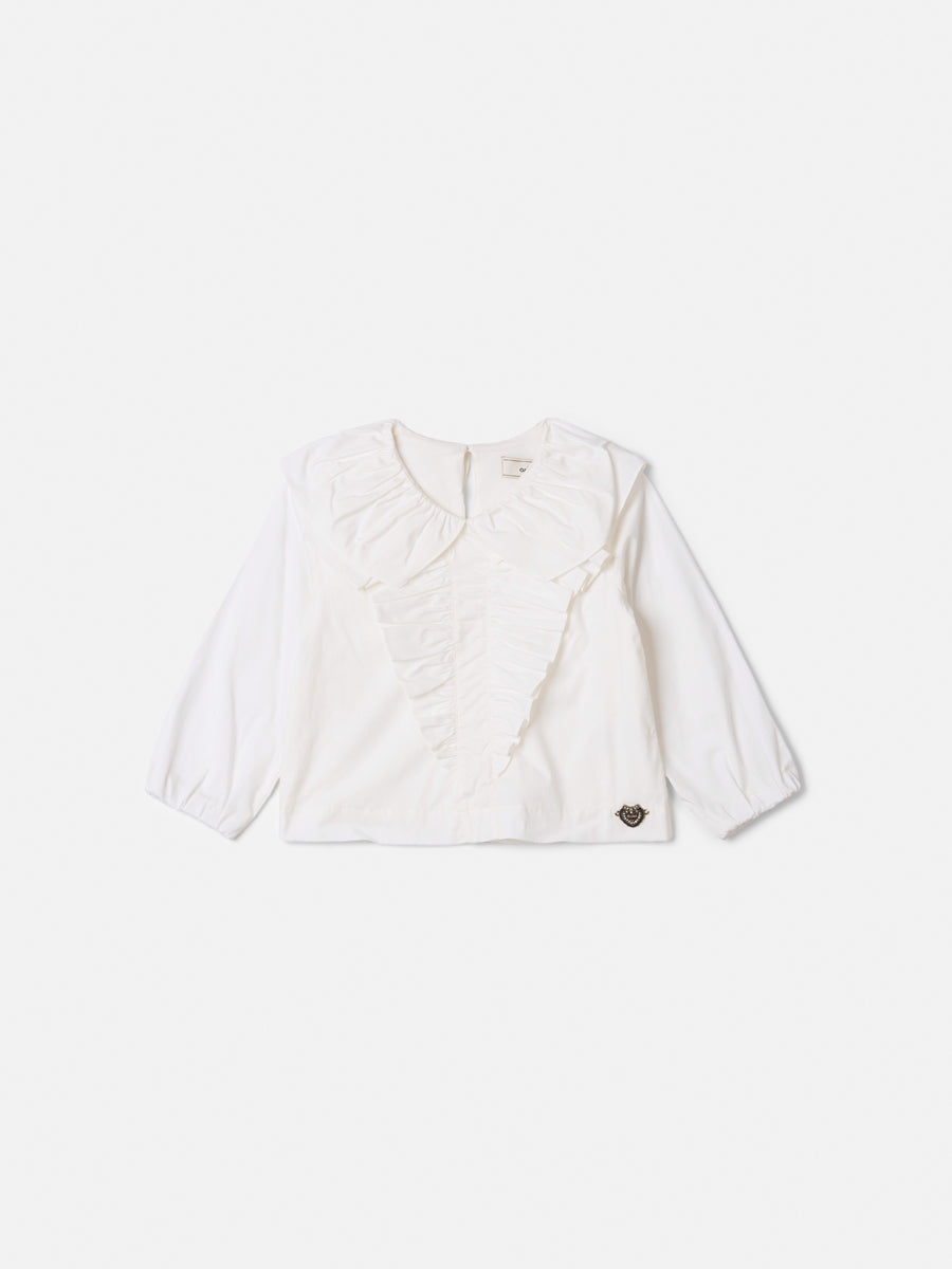 Blusa Gola Babado Off White Animê