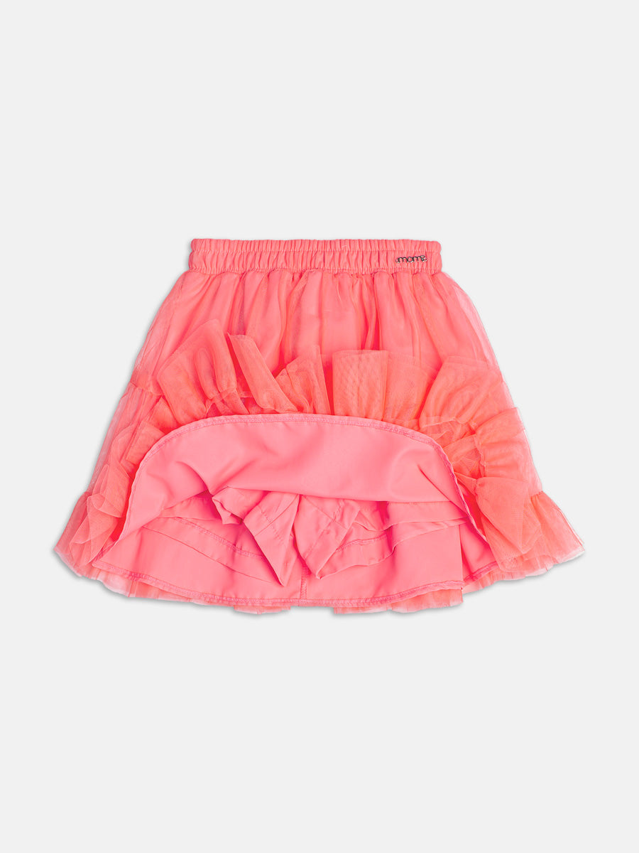 Saia Tule Babadinho Rosa Neon Momi