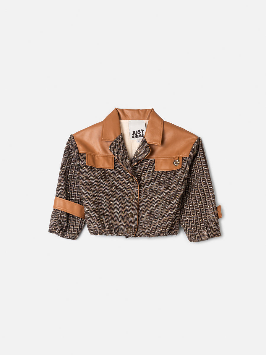 Jaqueta Tweed E Couro Toffee Animê