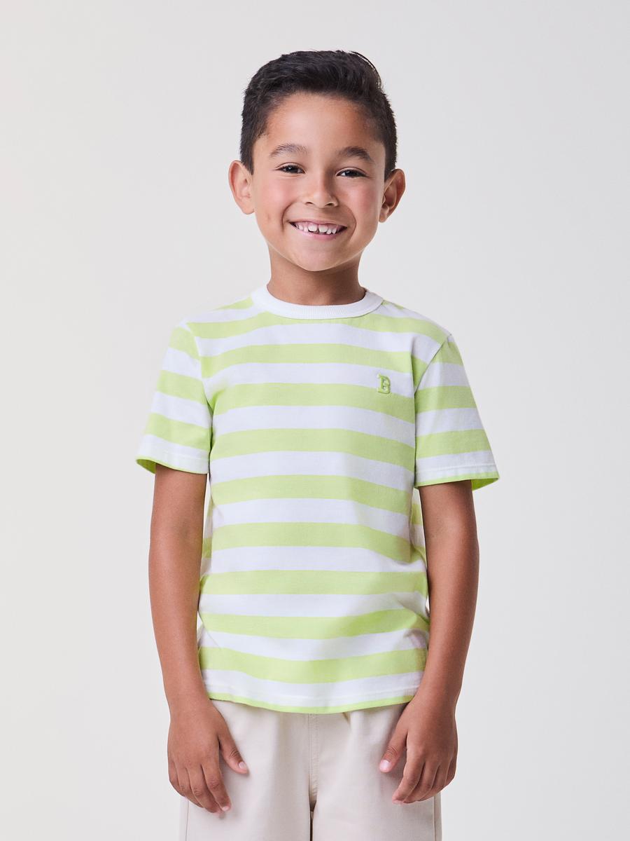 Conjunto Listrado Verde Lima com Bege Bimbi