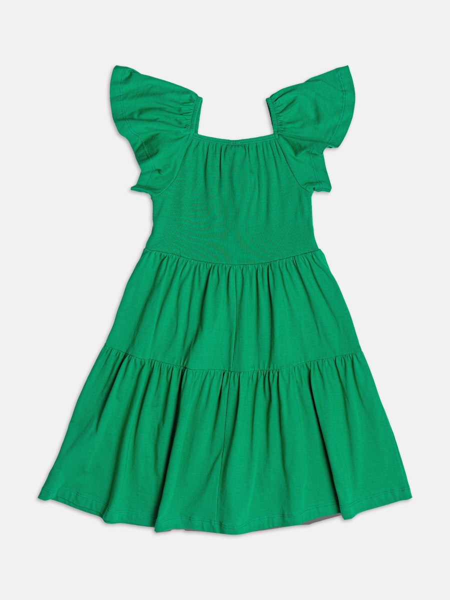 Vestido Malha Florzinhas Verde Momi