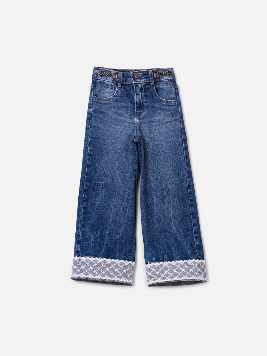 Calça Jeans com Renda Jeans Animê