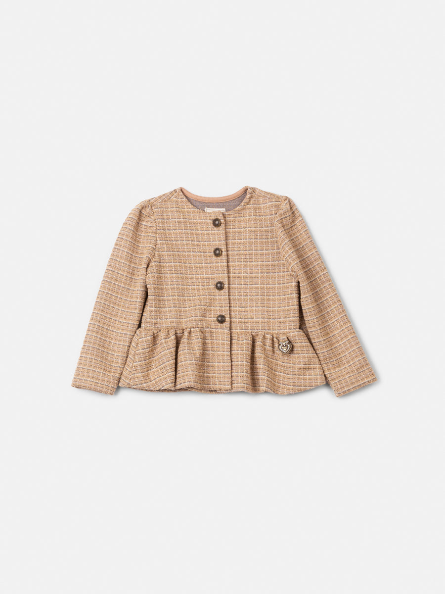 Casaco Tweed Bege Xadrez Marrom/Bege Animê