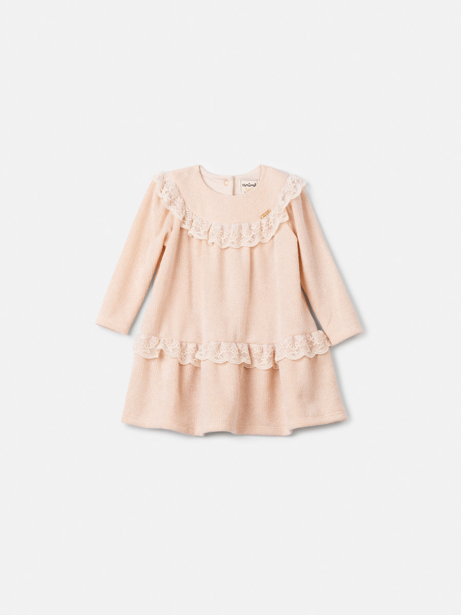 Vestido Com Renda Creme Animê