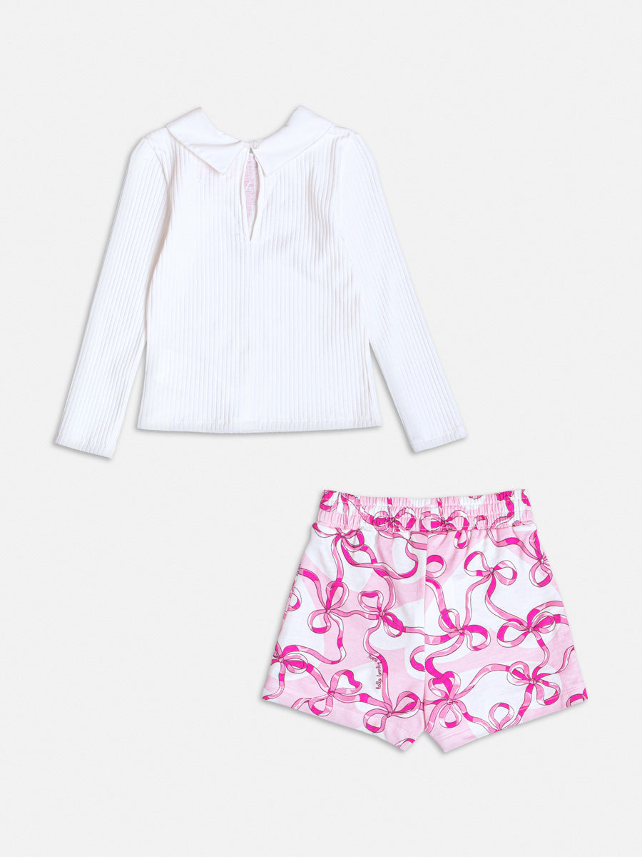 Conjunto Manga Longa Blusa Shorts Off White - BambolePetit