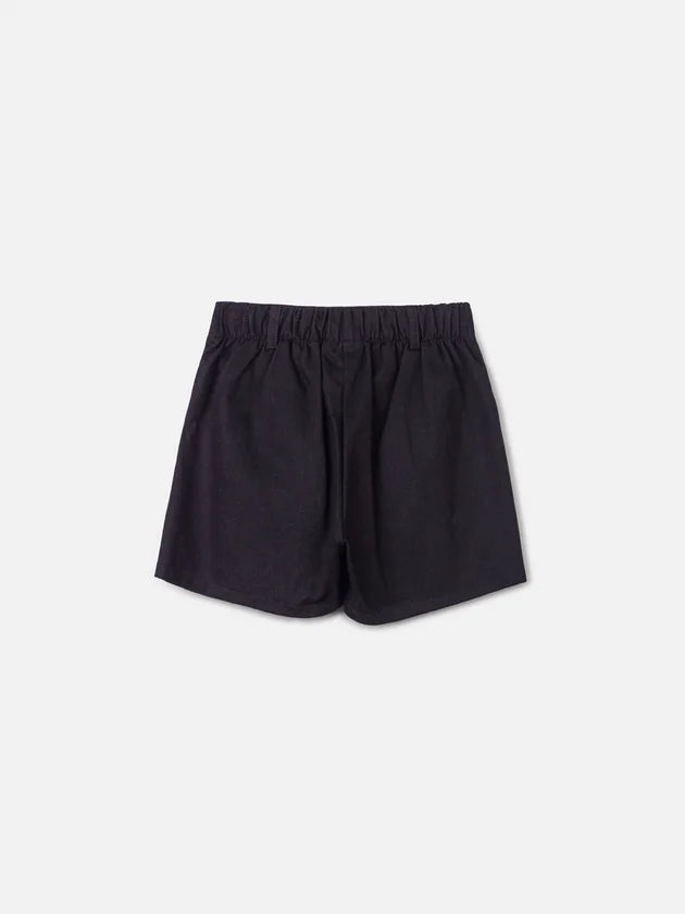 Short Saia Preto com Pregas