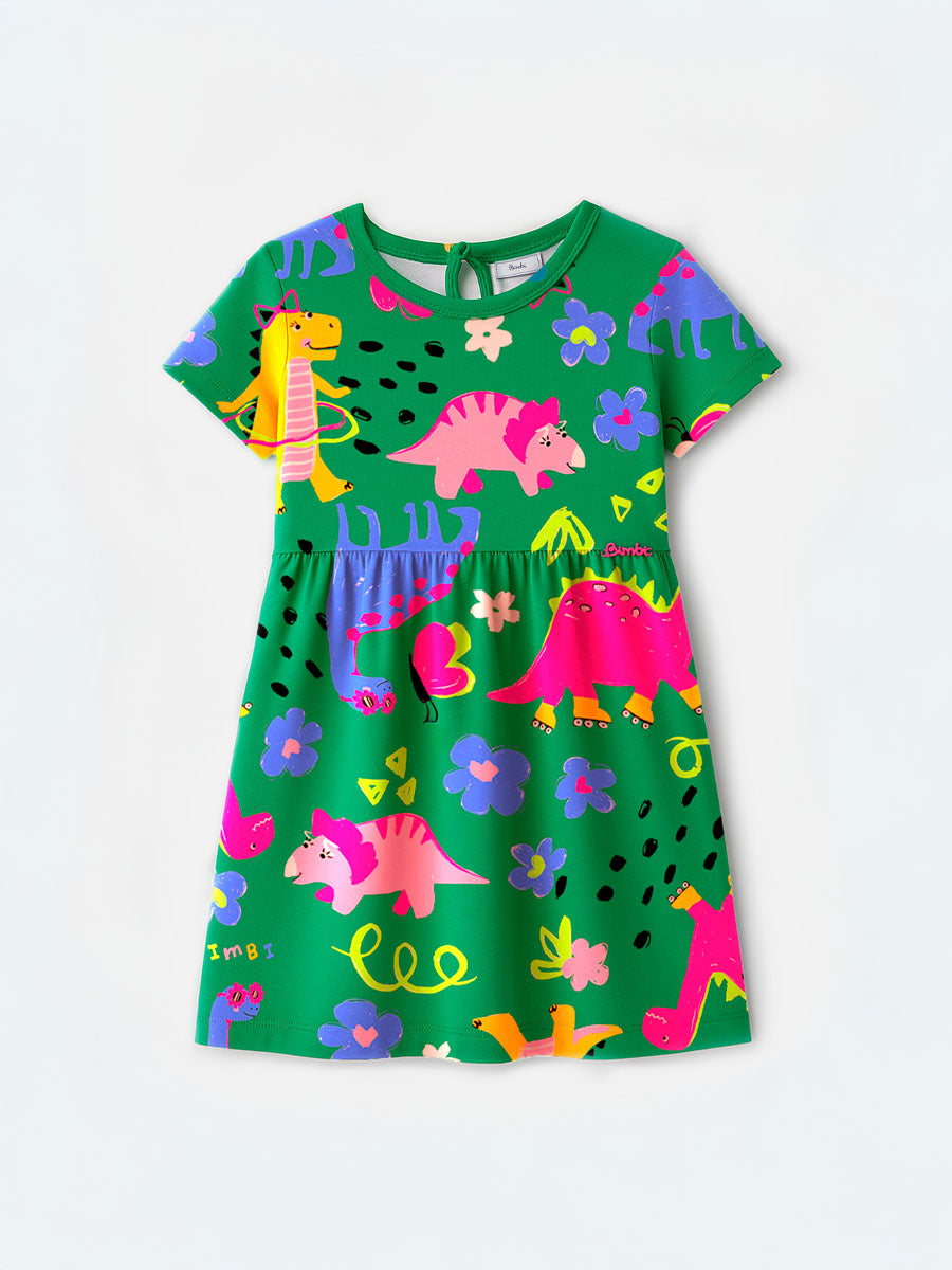 Vestido com Estampa de Dinos Fun Bimbi