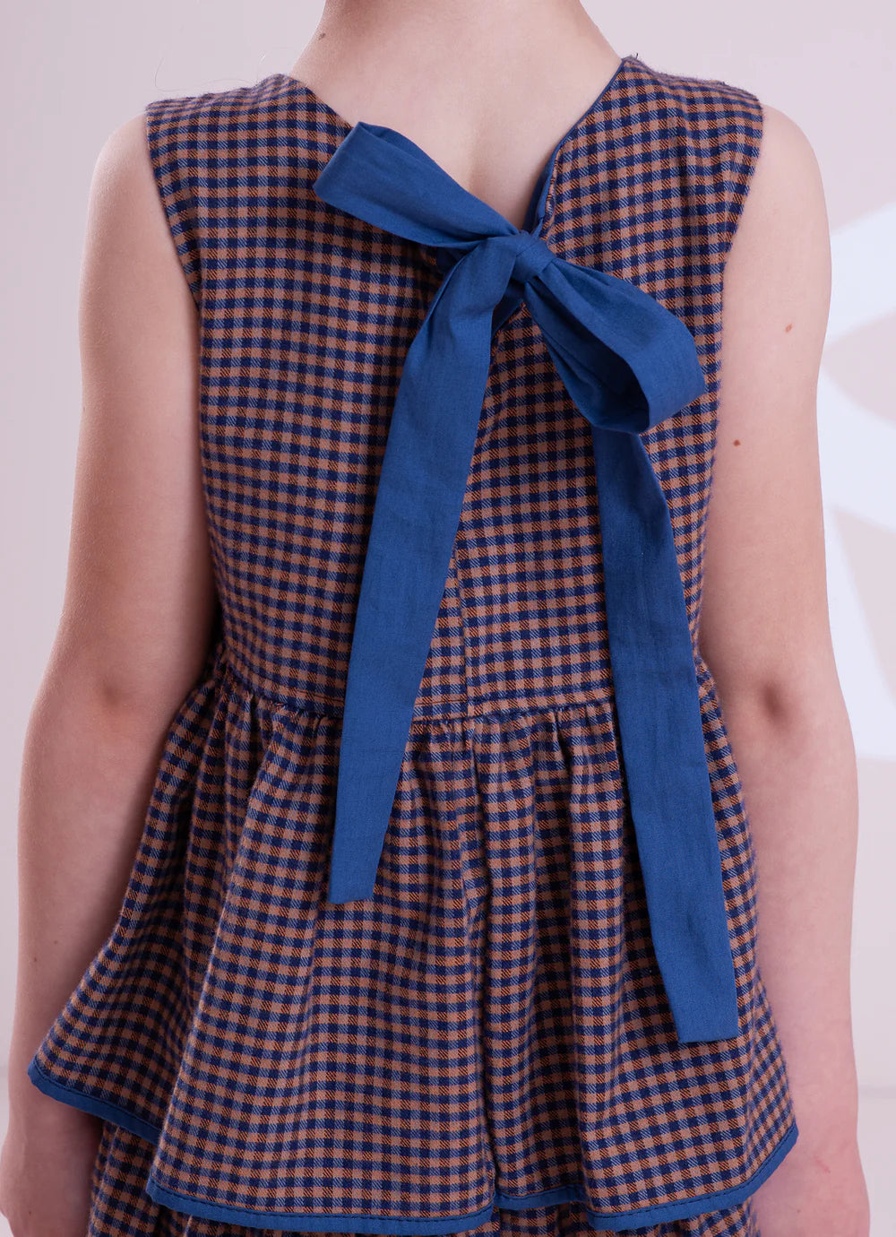 Vestido Xadrez Babados P Cristal Azul Marinho Pituchinhus