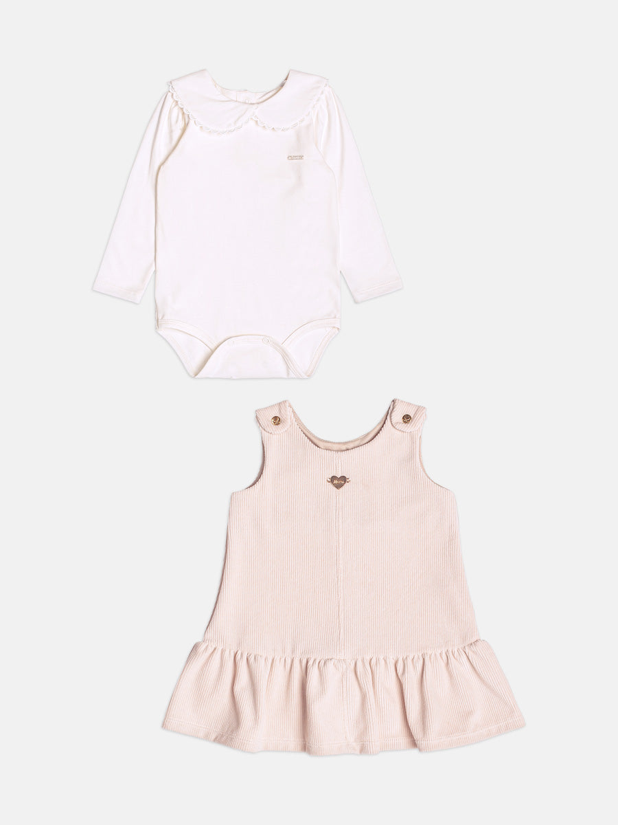 Conjunto Manga Longa Body e Vestido Perola Momi